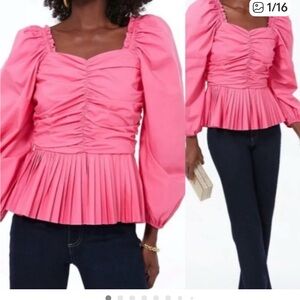Hyacinth House by Tuckernuck Elegant Pink cotton Ruched Blouse